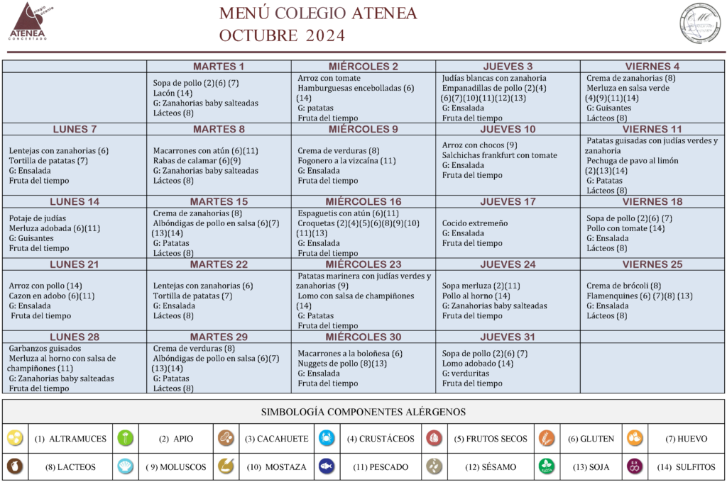 Menú octubre 2024