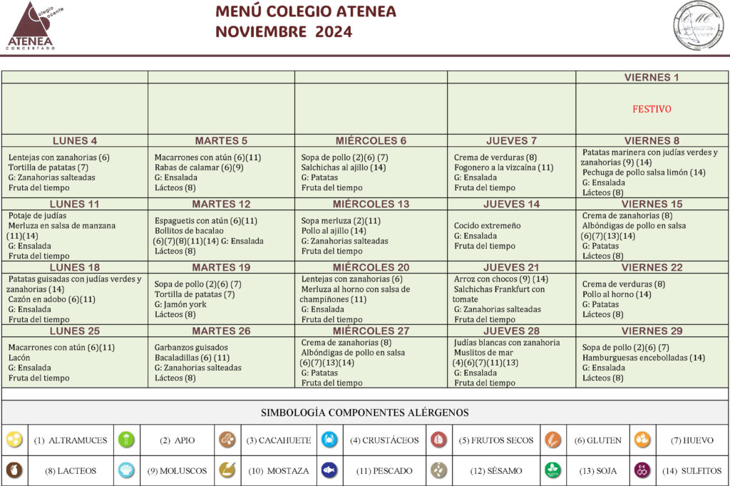 Menú noviembre 2024