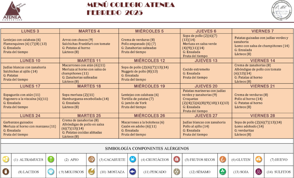 Menú febrero 2025